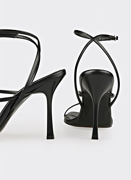 Siyah Kadın Topuklu Sandalet - Görsel 5