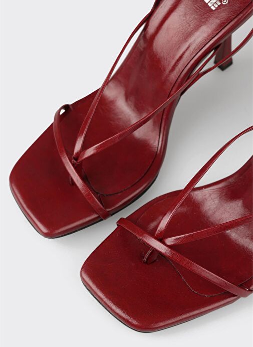 Bordo Kadın Topuklu Sandalet - Görsel 5