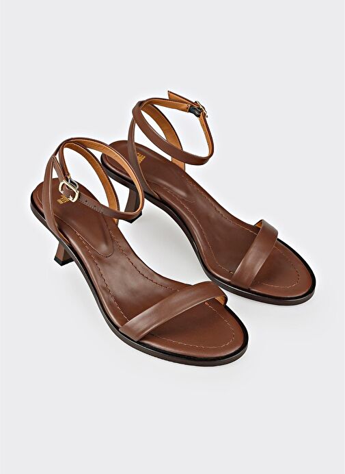Kahve Deri Kadın Sandalet - Görsel 3