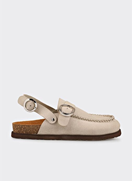 Bej Deri Kadın Terlik - Görsel 2