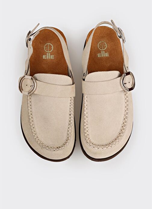 Bej Deri Kadın Terlik - Görsel 4