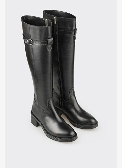 Siyah Deri Kadın Çizme - Görsel 3