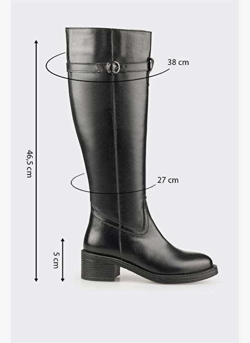 Siyah Deri Kadın Çizme - Görsel 6