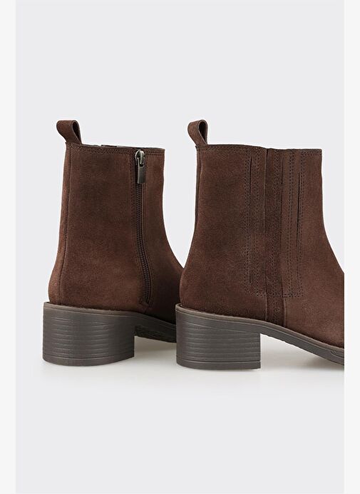 Kahve Deri Kadın Topuklu Bot - Görsel 5