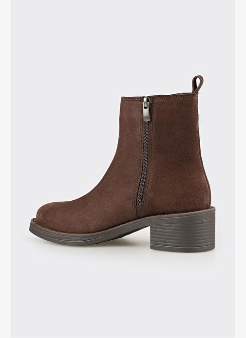 Kahve Deri Kadın Topuklu Bot - Görsel 4