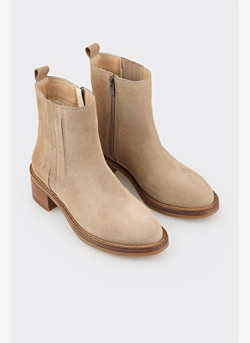 Vizon Deri Kadın Topuklu Bot - Görsel 3