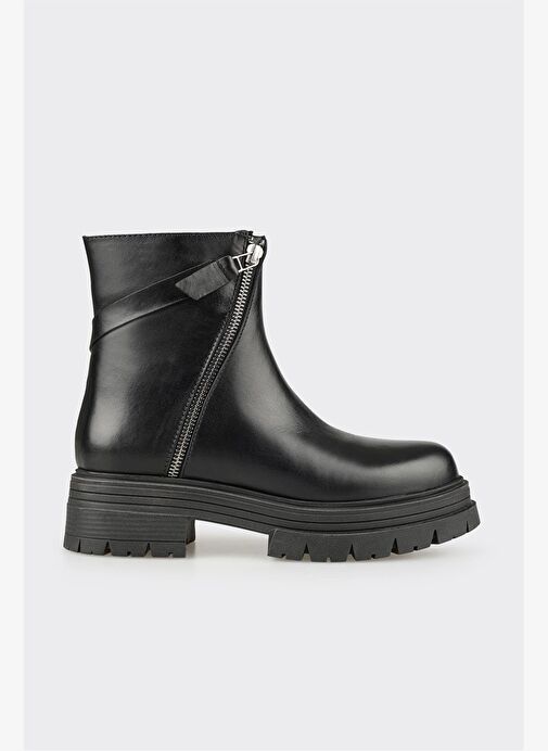 Siyah Deri Kadın Günlük Bot - Görsel 2