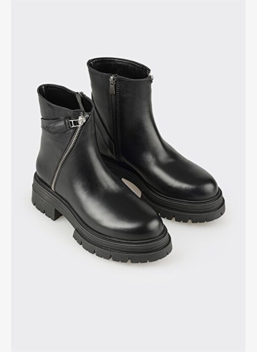 Siyah Deri Kadın Günlük Bot - Görsel 3