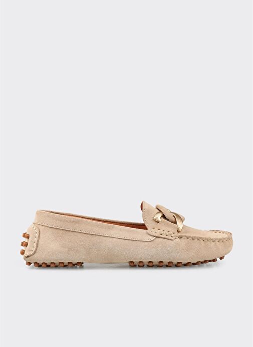 Bej Deri Kadın Günlük Ayakkabı - Görsel 2