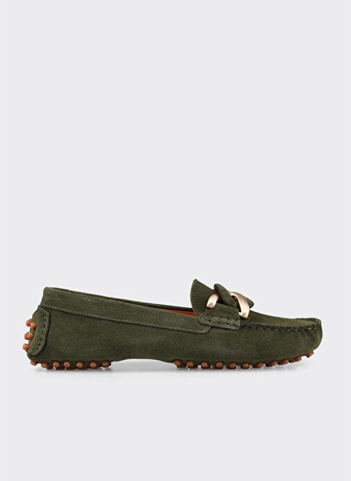 Haki Deri Kadın Günlük Ayakkabı - Görsel 2