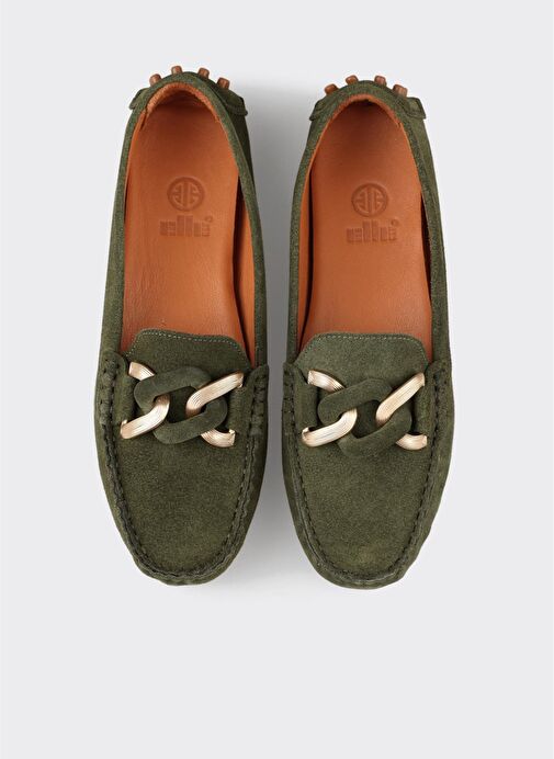 Haki Deri Kadın Günlük Ayakkabı - Görsel 5