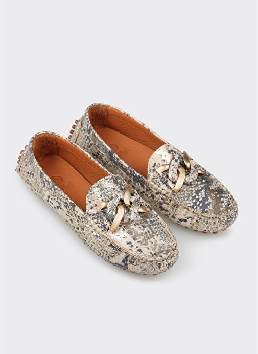 Ekru Deri Kadın Günlük Ayakkabı - Görsel 3