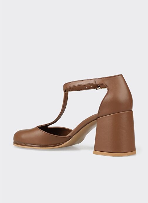 Kahve Deri Kadın Topuklu Ayakkabı - Görsel 4