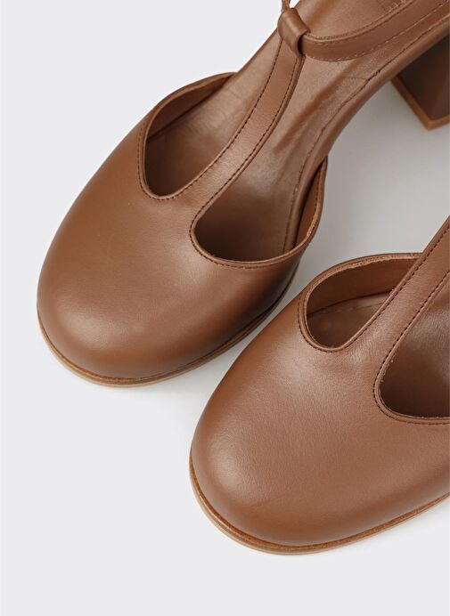 Kahve Deri Kadın Topuklu Ayakkabı - Görsel 5