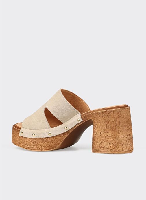 Bej Deri Kadın Terlik - Görsel 4