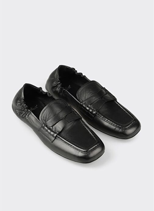 Siyah Deri Kadın Günlük Ayakkabı - Görsel 3