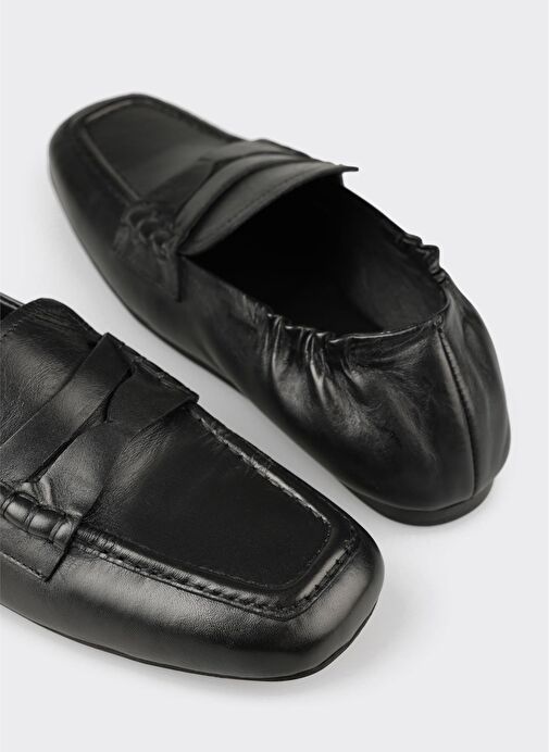 Siyah Deri Kadın Günlük Ayakkabı - Görsel 6