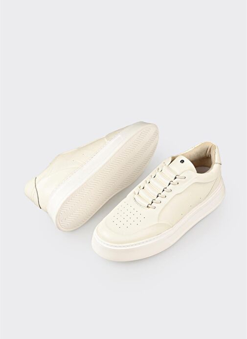 Ekru Deri Erkek Spor Ayakkabı - Görsel 4
