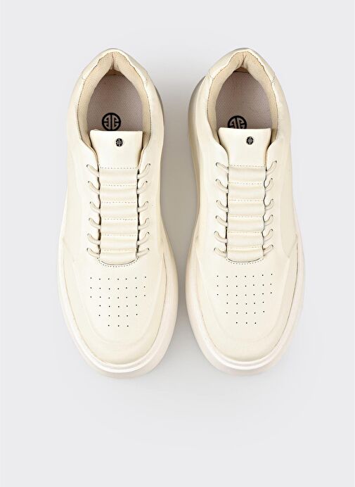 Ekru Deri Erkek Spor Ayakkabı - Görsel 5