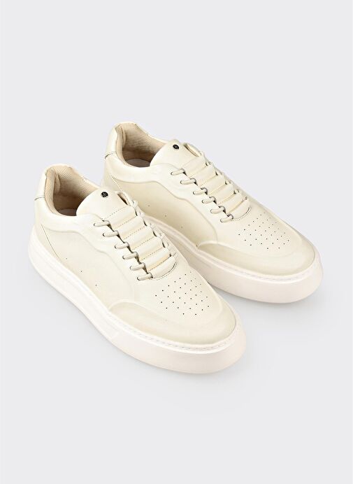 Ekru Deri Erkek Spor Ayakkabı - Görsel 3