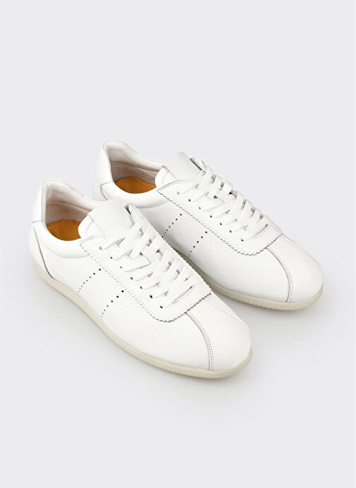 Beyaz Deri Erkek Günlük Ayakkabı - Görsel 4