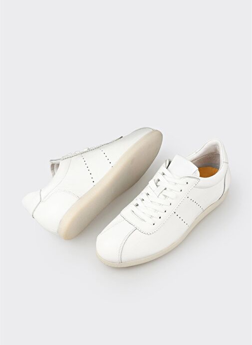 Beyaz Deri Erkek Günlük Ayakkabı - Görsel 7