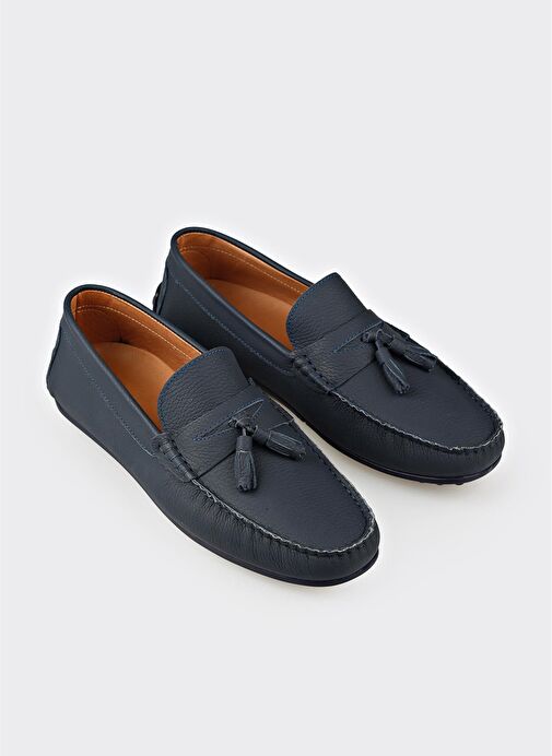 Lacivert Deri Erkek Günlük Ayakkabı - Görsel 3