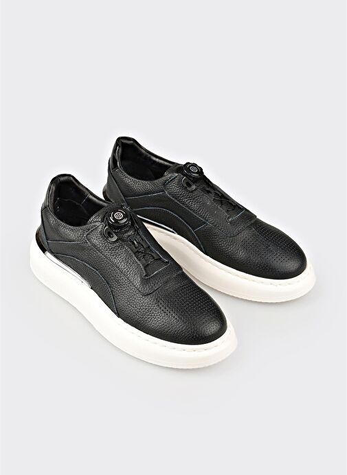 Siyah Deri Erkek Spor Ayakkabı - Görsel 3