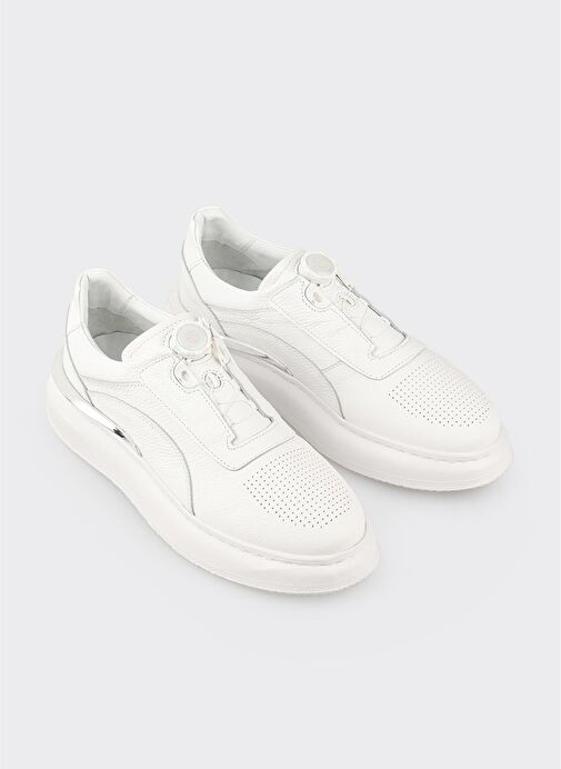 Beyaz Deri Erkek Spor Ayakkabı - Görsel 5