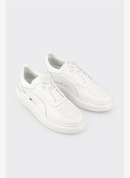 Beyaz Deri Erkek Spor Ayakkabı - Görsel 4