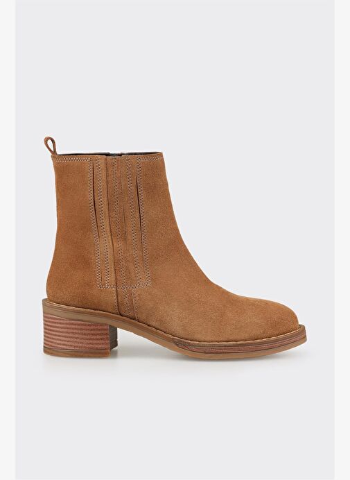 Taba Deri Kadın Topuklu Bot - Görsel 2