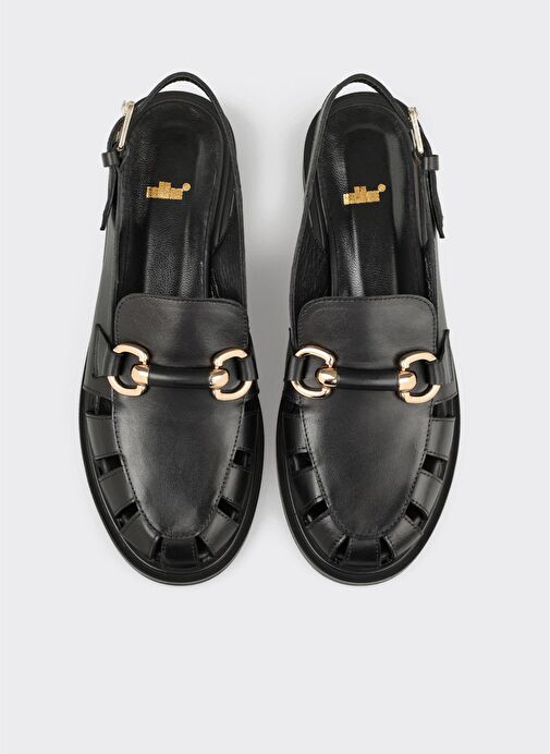 Siyah Deri Kadın Günlük Ayakkabı - Görsel 5