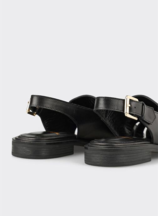 Siyah Deri Kadın Günlük Ayakkabı - Görsel 6