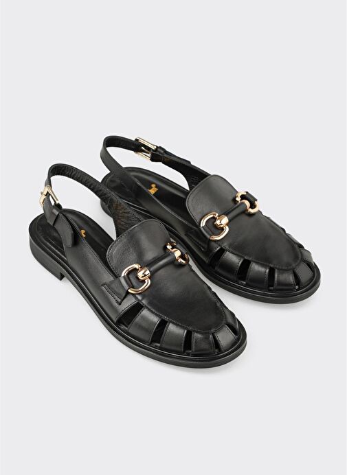 Siyah Deri Kadın Günlük Ayakkabı - Görsel 3