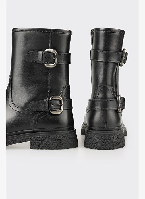 Siyah Deri Kadın Günlük Bot - Görsel 5