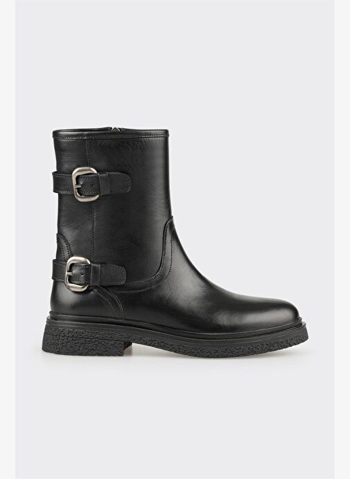 Siyah Deri Kadın Günlük Bot - Görsel 2