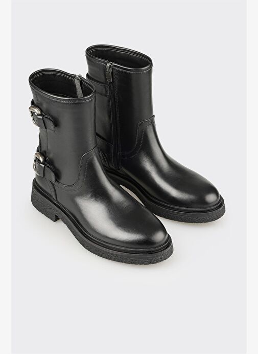 Siyah Deri Kadın Günlük Bot - Görsel 3