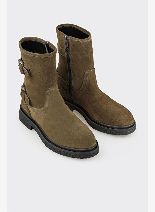 Yeşil Deri Kadın Günlük Bot - Görsel 3