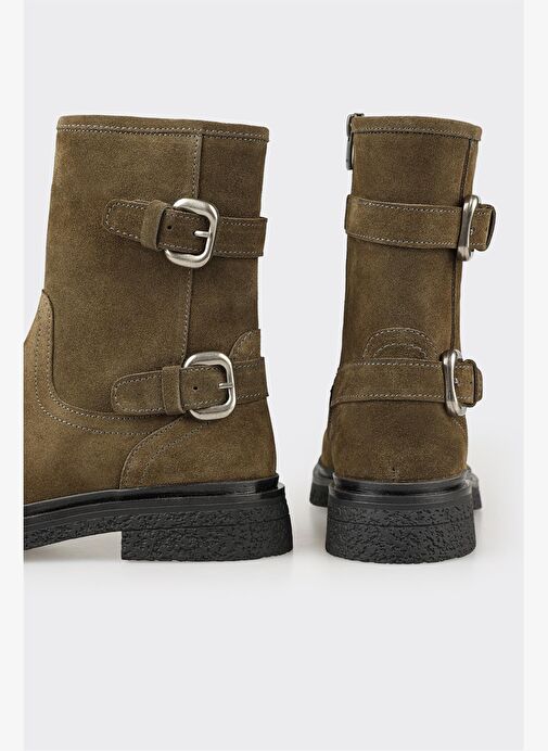 Yeşil Deri Kadın Günlük Bot - Görsel 5