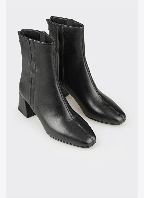 Siyah Deri Kadın Klasik Bot - Görsel 3