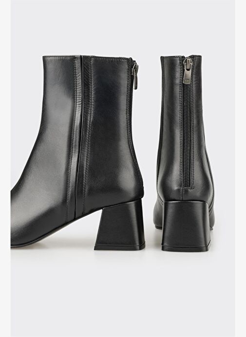 Siyah Deri Kadın Klasik Bot - Görsel 5