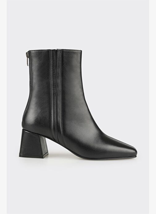 Siyah Deri Kadın Klasik Bot - Görsel 2