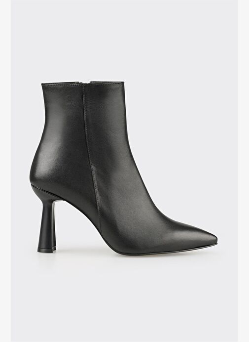 Siyah Deri Kadın Topuklu Bot - Görsel 2
