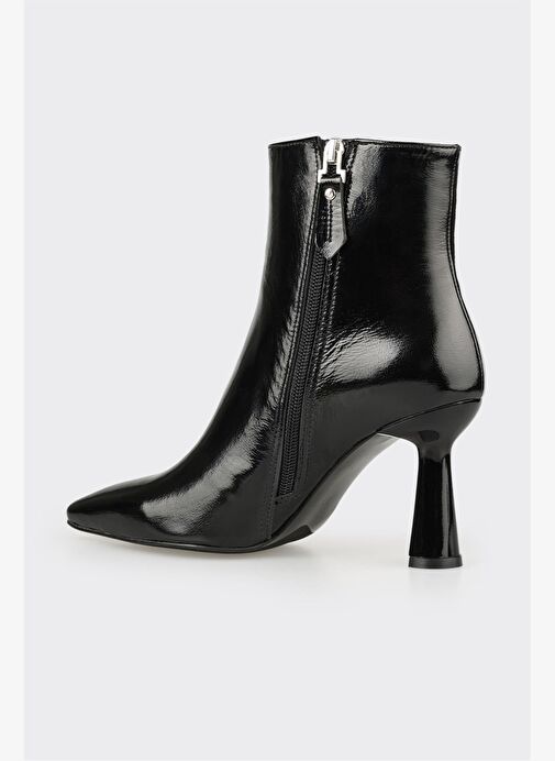 Siyah Deri Kadın Topuklu Bot - Görsel 4
