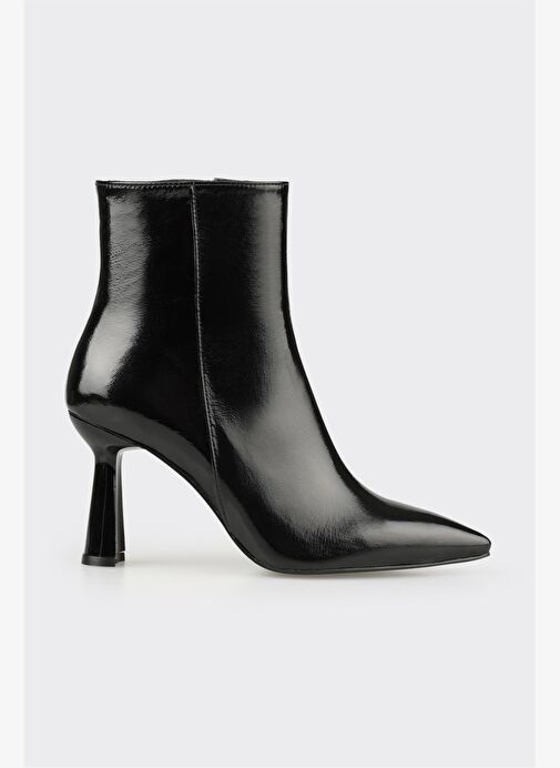 Siyah Deri Kadın Topuklu Bot - Görsel 2