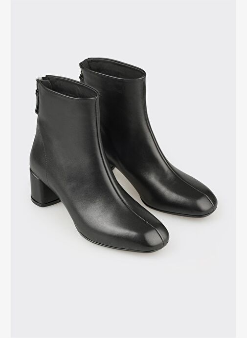 Siyah Deri Kadın Klasik Bot - Görsel 3