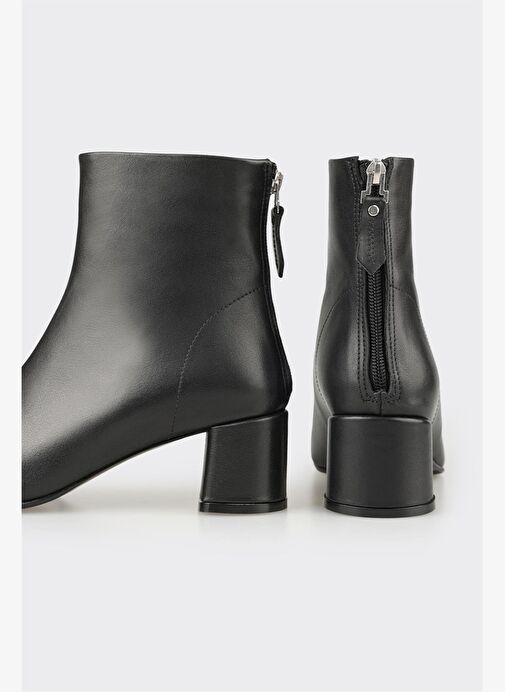 Siyah Deri Kadın Klasik Bot - Görsel 5