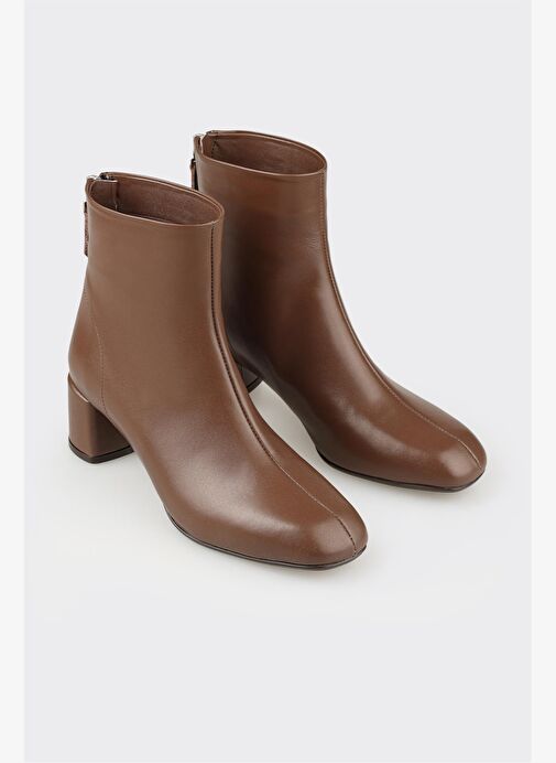 Kahve Deri Kadın Klasik Bot - Görsel 3