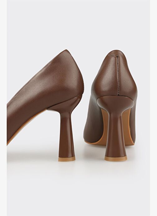 Kahve Deri Kadın Topuklu Ayakkabı - Görsel 5