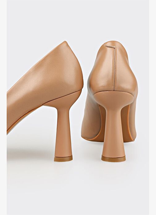 Naturel Deri Kadın Topuklu Ayakkabı - Görsel 5